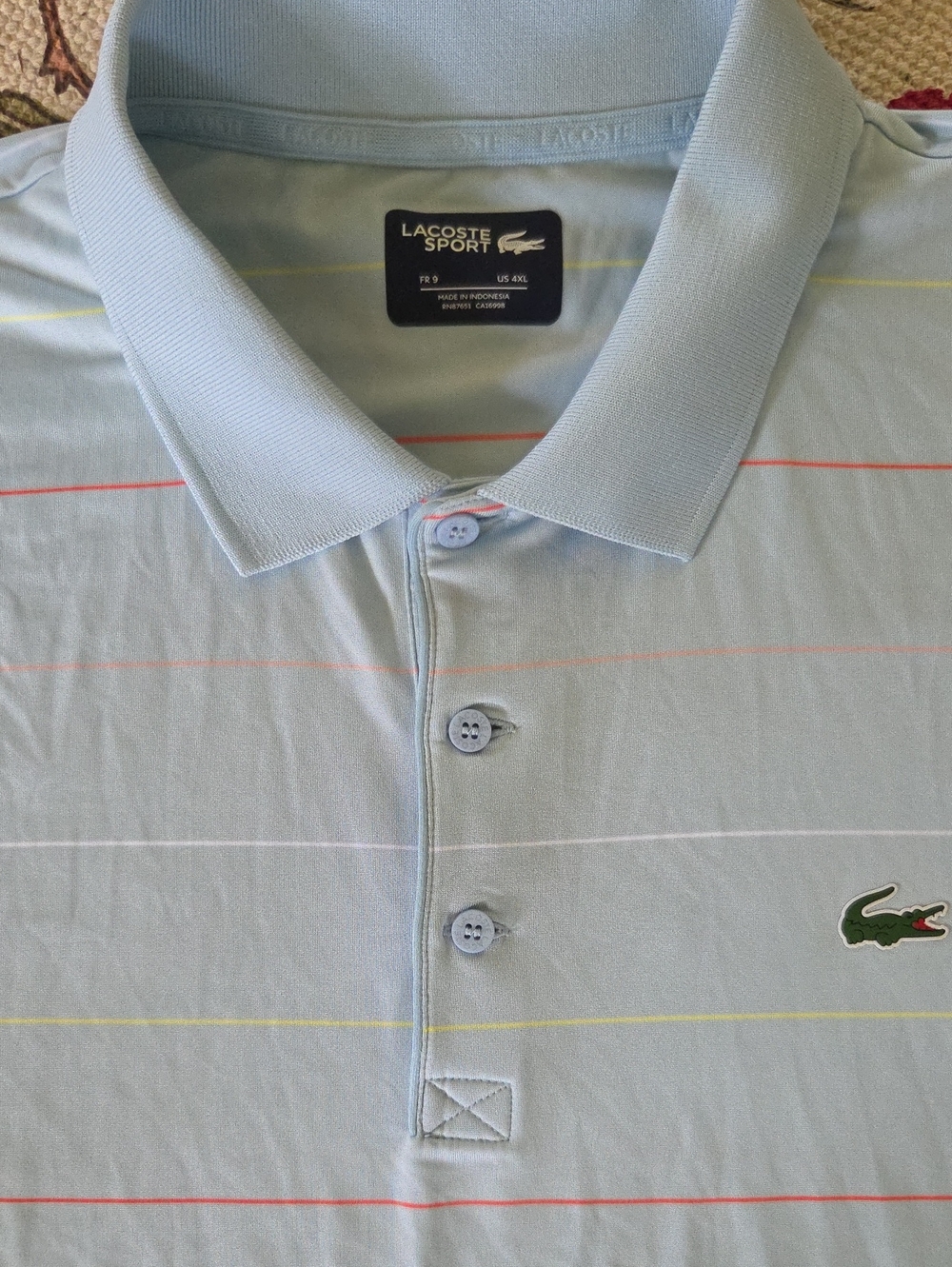 Lacoste Sport Striped Performance Golf Polo US 4XL FR 9
